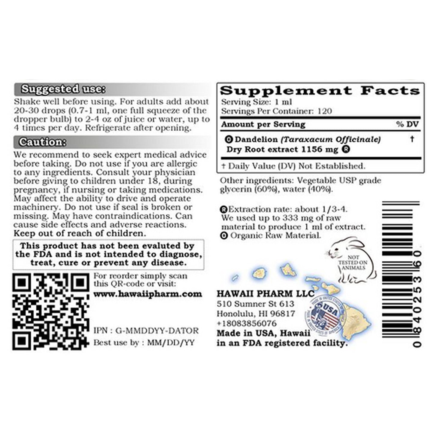 Dandelion Root, 4 FL OZ