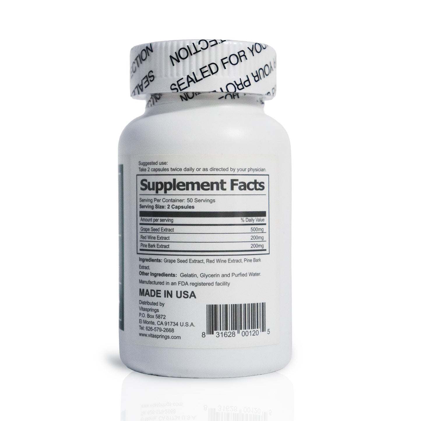 Super OPC Plus, (Grape Seed, Red Wine and Pine Bark Extract) 450 mg/100 Capsules